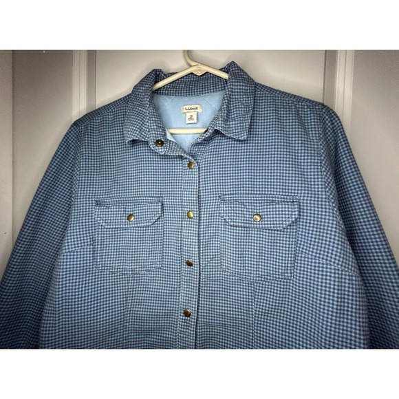 L.L. Bean Other - Vintage Y2k L.L. Bean Quilted Lined Blue Flannel Button Up Shacket Womens Medium
